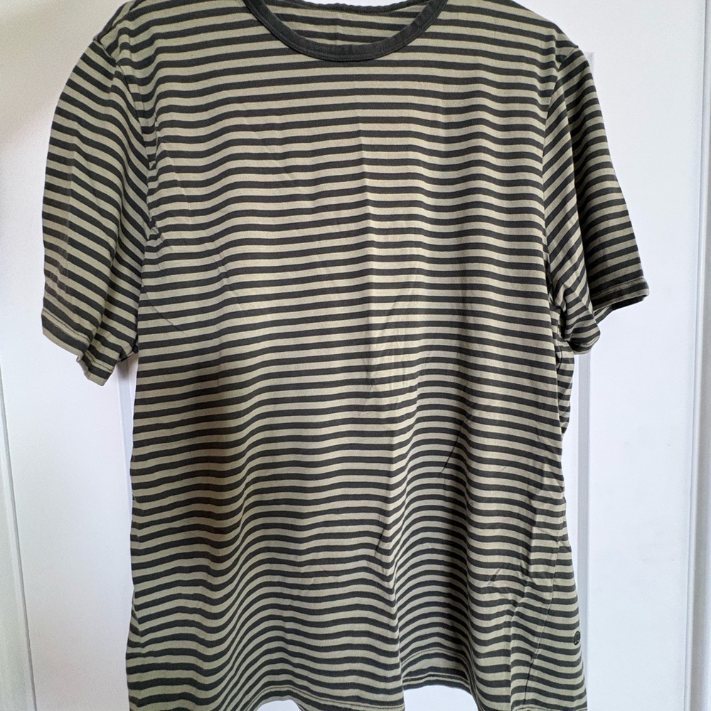 lululemon athletica Olive and Black Striped Short-Sleeve Tee